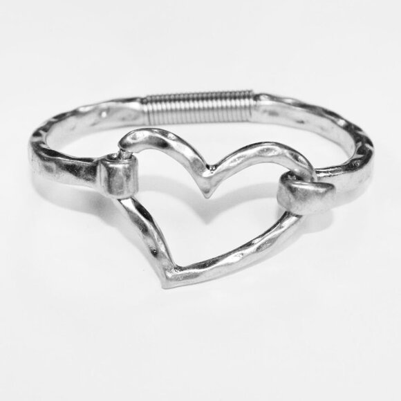 Chunky Gold Fashion Bangle Cuff Bracelet Geometric Shape Tension Bangle Hammered - Picture 3 of 5